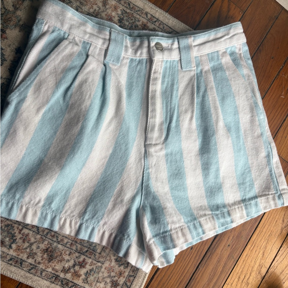 Women’s Size 26 Obey Light Blue and White Striped Shorts